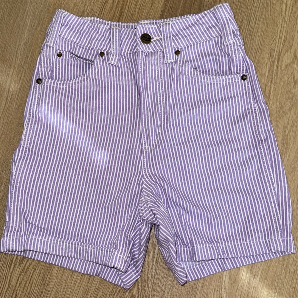 Dickies high waisted purple striped shorts